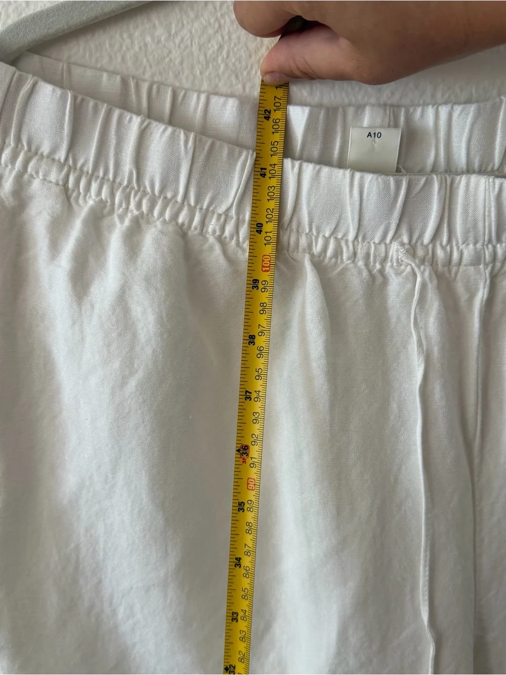 H&M Linen Blend White Pants Size L Drawstring Relaxed Fit